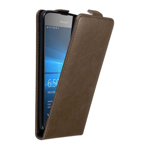 Cadorabo Housse Compatible Avec Nokia Lumia 650 En Marron Café - Étui De Protection Au Design Flip Avec Fermeture Magnétique
