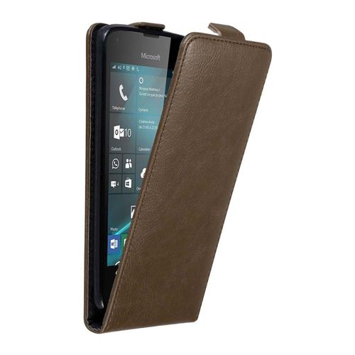 Cadorabo Housse Compatible Avec Nokia Lumia 550 En Marron Café - Étui De Protection Au Design Flip Avec Fermeture Magnétique