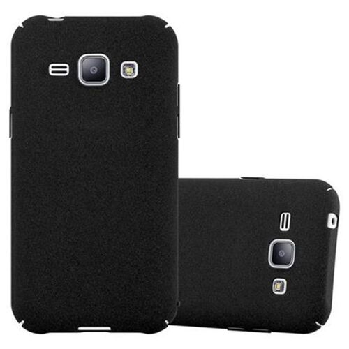 Cadorabo Housse compatible avec Samsung Galaxy J1 2015 en FROSTY NOIR - Hard Case Étui de protection à l'aspect givré contre les rayures et les chocs