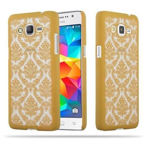 Cadorabo Housse Compatible Avec Samsung Galaxy Grand Prime En Or - Hard Case Étui De Protection Au Design Fleur Paisley Henna Contre Les Rayures Et Les Chocs