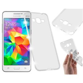 Cadorabo Housse compatible avec Samsung Galaxy GRAND PRIME en TRANSPARENT-WEIß - Étui de protection en silicone TPU flexible au design strassé