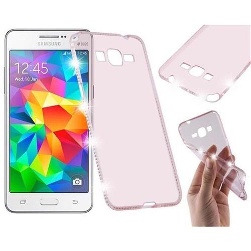 Cadorabo Housse Compatible Avec Samsung Galaxy Grand Prime En Rose Transparent - Étui De Protection En Silicone Tpu Flexible Au Design Strassé