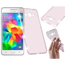 Cadorabo Housse compatible avec Samsung Galaxy GRAND PRIME en ROSE TRANSPARENT - Étui de protection en silicone TPU flexible au design strassé