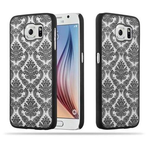 Cadorabo Housse compatible avec Samsung Galaxy S6 en Noir - Hard Case Étui de protection au design fleur Paisley Henna contre les rayures et les chocs