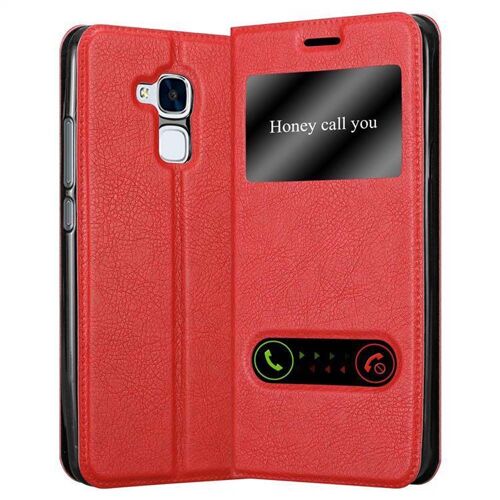 Coque pour Honor 5C en ROUGE SAFRAN Housse de protection Étui avec fermeture magnétique, fonction de support et 2 fenêtres de visualisation