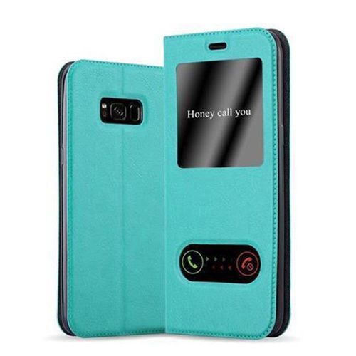 Coque Pour Samsung Galaxy S8 En Turquoise Menthe Housse De Protection Étui Avec Fermeture Magnétique, Fonction De Support Et 2 Fenêtres De Visualisation