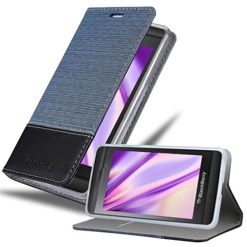 Cadorabo Housse compatible avec Blackberry Z10 en BLEU NOIR - Étui de protection avec fermeture magnétique, fonction de support et compartiment pour carte