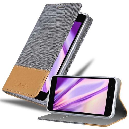 Cadorabo Housse Compatible Avec Xiaomi Redmi Note 5a En Gris Clair Marron - Étui De Protection Avec Fermeture Magnétique, Fonction De Support Et Compartiment Pour Carte