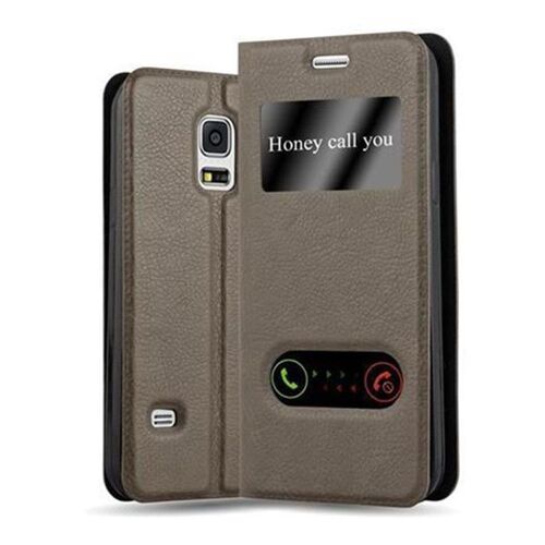 Coque Pour Samsung Galaxy S5 / S5 Neo En Marron Pierre Housse De Protection Étui Avec Fermeture Magnétique, Fonction De Support Et 2 Fenêtres De Visualisation
