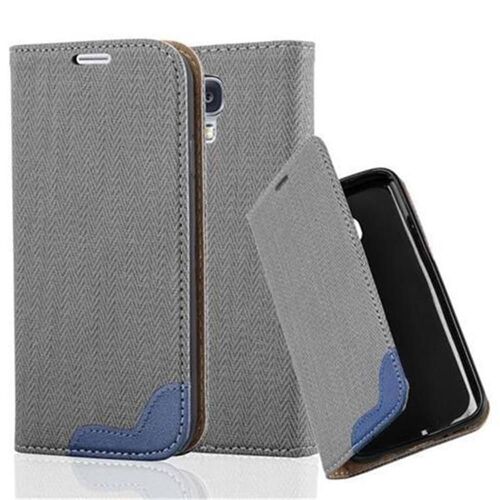 Cadorabo Housse Compatible Avec Samsung Galaxy S4 En Gris Bleu - Étui De Protection Avec Fonction De Rangement Et Compartiment Pour Carte Au Look Raphia