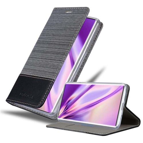 Coque Pour Samsung Galaxy Note 10 Plus En Gris Noir Housse De Protection Étui Avec Fermeture Magnétique, Fonction De Support Et Compartiment Pour Carte