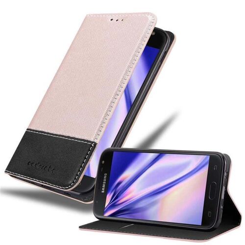 Cadorabo Housse Compatible Avec Samsung Galaxy J7 2017 En Rose Noir - Étui De Protection Avec Fermeture Magnétique, Fonction De Support Et Compartiment Pour Carte