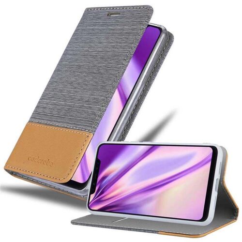 Cadorabo Housse Compatible Avec Xiaomi Mi 8 Pro En Gris Clair Marron - Étui De Protection Avec Fermeture Magnétique, Fonction De Support Et Compartiment Pour Carte