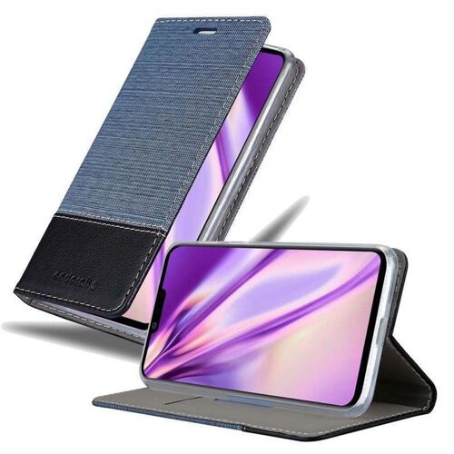 Coque pour LG G8 en BLEU NOIR Housse de protection Étui avec fermeture magnétique, fonction de support et compartiment pour carte
