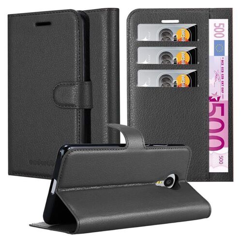 Cadorabo Housse compatible avec MEIZU MX4 en NOIR DE JAIS - Étui de protection avec fermeture magnétique, fonction de support et compartiment pour carte