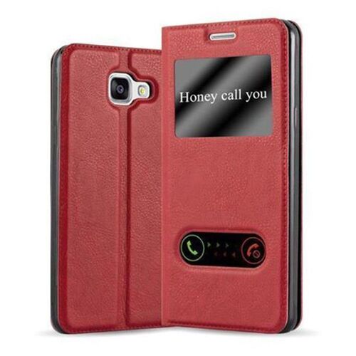 Cadorabo Housse compatible avec Samsung Galaxy A5 2016 en ROUGE SAFRAN - Étui de protection avec fermeture magnétique, fonction de support et 2 fenêtres de visualisation