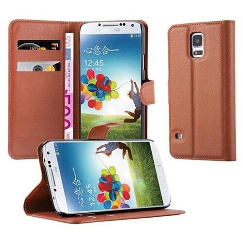 Cadorabo Housse Compatible Avec Samsung Galaxy S5 / S5 Neo En Noisette Marron - Étui De Protection Avec Fermeture Magnétique, Fonction De Support Et Compartiment Pour Carte