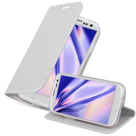Cadorabo Housse Compatible Avec Samsung Galaxy S3 Mini En Classy Argent - Étui De Protection Avec Fermeture Magnétique, Fonction De Support Et Compartiment Pour Carte