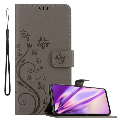 Cadorabo Housse Compatible Avec Huawei Nova 4 En Gris Floral - Étui De Protection Au Design Floral Avec Fermeture Magnétique, Fonction De Support Et Emplacements Pour Cartes