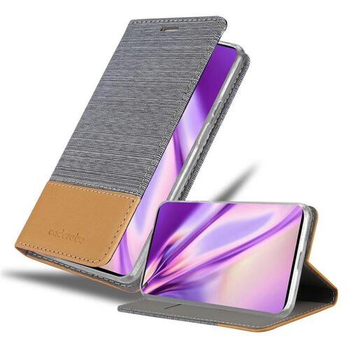 Coque Pour Oneplus 8 En Gris Clair Marron Housse De Protection Étui Avec Fermeture Magnétique, Fonction De Support Et Compartiment Pour Carte