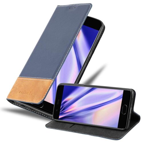Coque Pour Huawei P10 En Bleu Brun Housse De Protection Étui Avec Fermeture Magnétique, Fonction De Support Et Compartiment Pour Carte