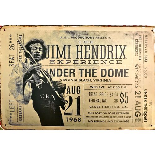 Affiche De Concert Jimi Hendrix Exrerience 21 Aout 1968