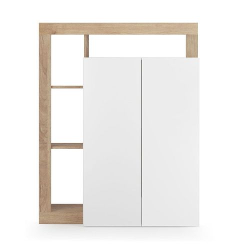 Buffet 2 Portes Multifonction Effet Bois - H138,5 Cm