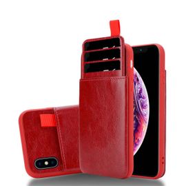 Cadorabo Housse Compatible Avec Apple Iphone X / Xs En Rouge Merisier - Étui De Protection En Silicone Tpu Et Revêtement En Similicuir, Avec Compartiment Et Emplacements Pour Cartes Amovibles