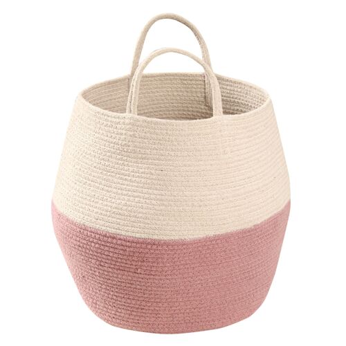 Panier en coton blanc et rose 35xØ30