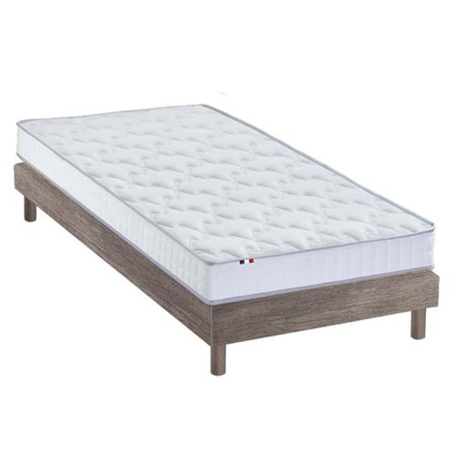Ensemble Matelas Mousse + Latex+Sommier En Kit Chêne Gris 90x190