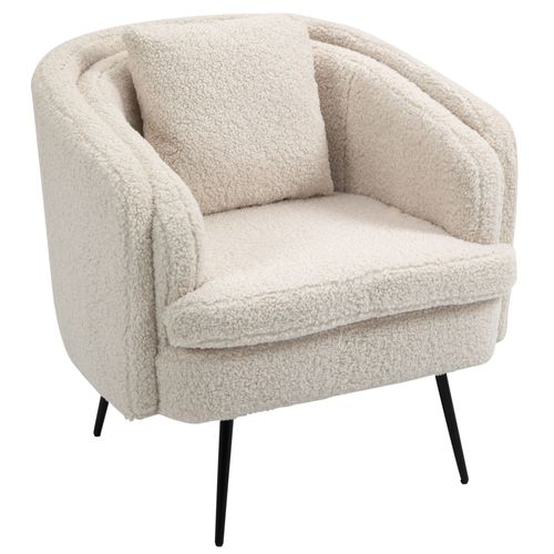 Nordlys - Fauteuil De Salon Design Pieds Metal Noir Laine Blanc