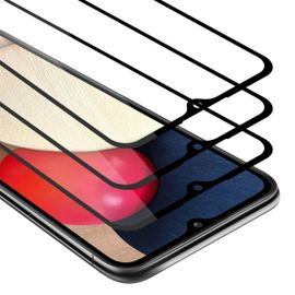Cadorabo 3x Plein Écran Film De Protection Compatible Avec Samsung Galaxy A02s En Transparent Avec Noir - 3x Verre De Protection D'écran Durci (Tempered) D'une Dureté De 9h Avec 3d Touch