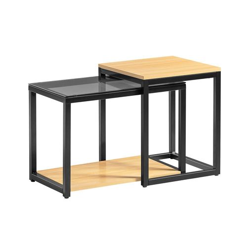 Ensemble De Deux Tables Basses À Cadre En Métal Noir