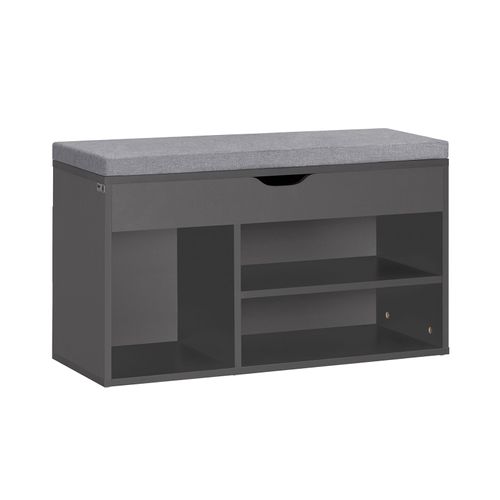 Sobuy Fsr45-Dg Banc De Rangement À Chaussures Bottes Avec Coussin Rembourrémeuble D'entrée Confortable Etagère À Chaussures