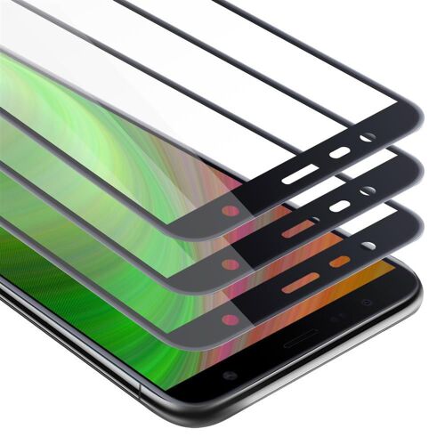 Cadorabo 3x Plein Écran Film De Protection Compatible Avec Samsung Galaxy J4 Plus En Transparent Avec Noir - 3x Verre De Protection D'écran Durci (Tempered) D'une Dureté De 9h Avec 3d Touch