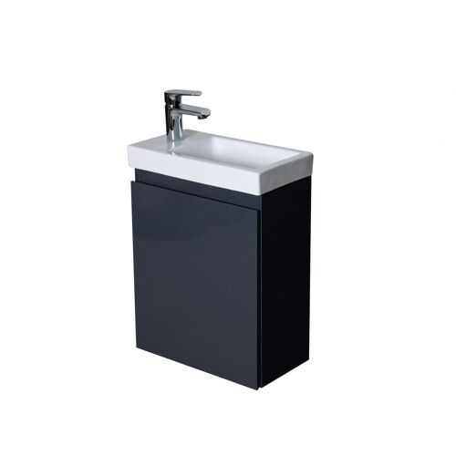 Meuble lave-mains gris anthracite + robinet chromé