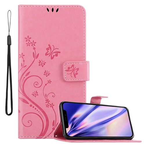 Coque pour Apple iPhone 12 MINI en ROSE FLORAL Housse de protection Étui au design floral avec fermeture magnétique, fonction de support et emplacements pour cartes
