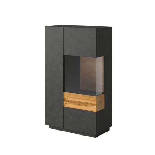 Vaisselier 2 Portes Ouverture Droite Blanc Et Effet Béton