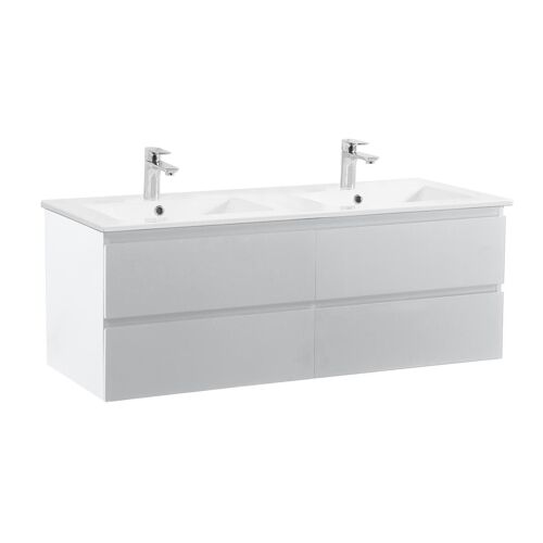 Meuble double vasque 120cm avec plan céramique SORRENTO Blanc