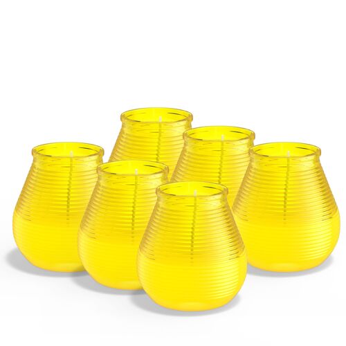 Lot De 6 Bougies D'extérieur, Citronelle, Jaune, 9,4Cm