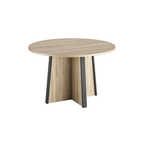 Table Ronde 120 Cm En Chêne Sonoma Et Gris - Rafael