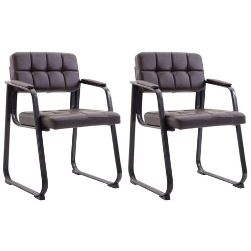 Lot de 2 chaise salle à manger avec accoudoirs en similicuir Marron