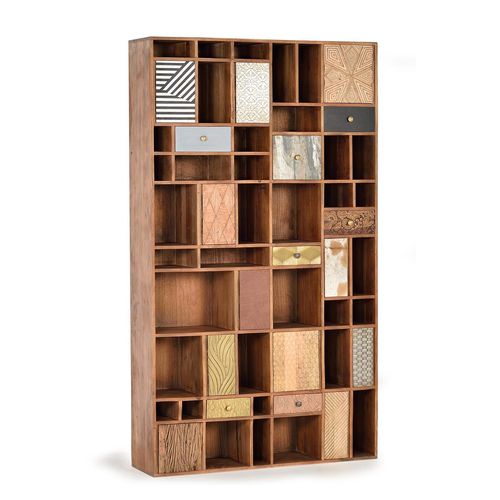 Bibliothèque En Bois De Manguier Couleur Noyer Clair