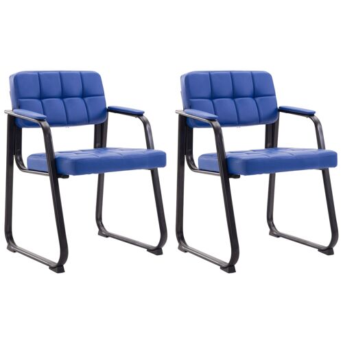 Lot de 2 chaise salle à manger avec accoudoirs en similicuir Bleu
