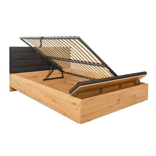 Lit coffre 160x200 avec banc sommier inclus stratifiés naturel noir