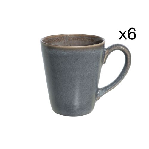 Lot De 6 Gobelets En Grès, Gris, 50 Cl