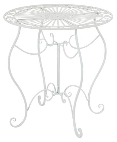 Table De Jardin Avec Plateau Rond En Métal Blanc