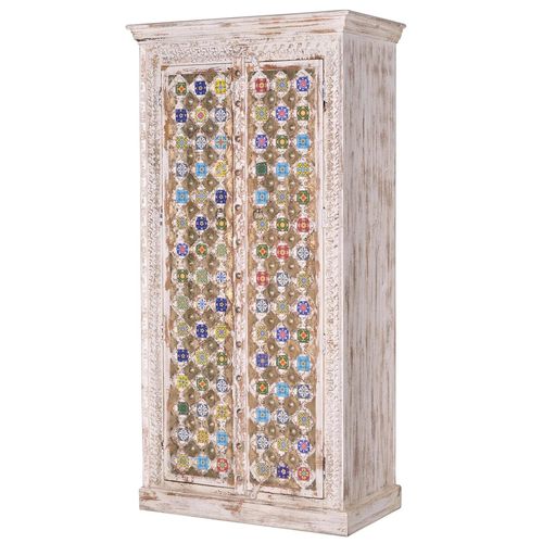Armoire En Bois De Manguier Détails En Céramique Et Bronze