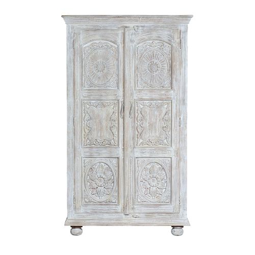 Armoire En Manguier Blanc Vieilli 2 Mètres