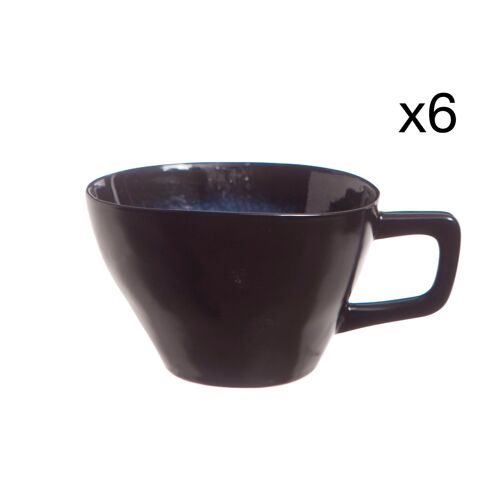 Lot De 6 Tasses À Thé En Grès, Bleu, 25 Cl